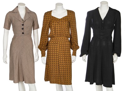 Lot 402 - A Biba printed yellow and brown cotton dress, circa 1974