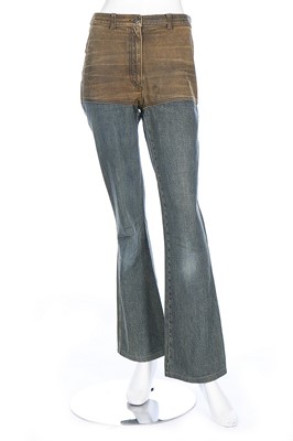 Lot 75 - A Chanel denim and leather ensemble, 2000,...