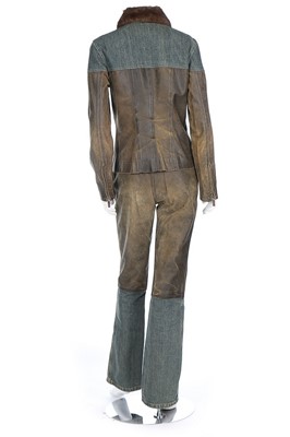 Lot 75 - A Chanel denim and leather ensemble, 2000,...