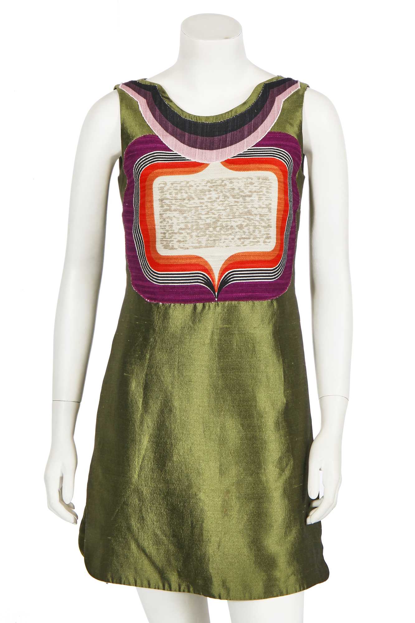 Lot 63 - A Miu Miu 1960s-inspired green silk shift dress, Spring-Summer 2005