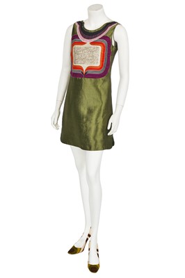Lot 63 - A Miu Miu 1960s-inspired green silk shift dress, Spring-Summer 2005