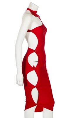 Lot 354 - A Swanky Modes red lycra and nylon 'Amorphous' dress, circa 1978