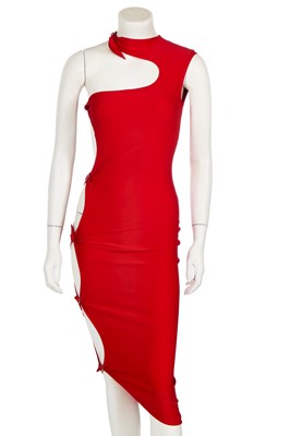 Lot 354 - A Swanky Modes red lycra and nylon 'Amorphous' dress, circa 1978