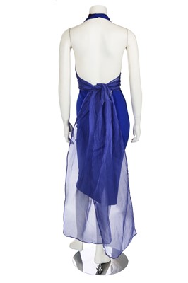 Lot 353 - A Swanky Modes blue wool and chiffon dress, 1980s