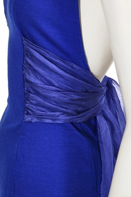 Lot 353 - A Swanky Modes blue wool and chiffon dress, 1980s