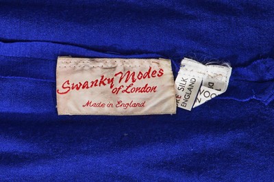 Lot 353 - A Swanky Modes blue wool and chiffon dress, 1980s