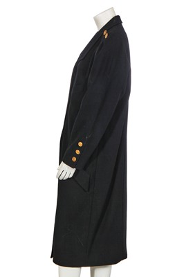 Lot 12 - A Chanel black wool coat, mid-1980s