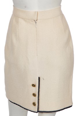 Lot 13 - A Chanel cream wool blend bouclé suit, Spring-Summer 1994