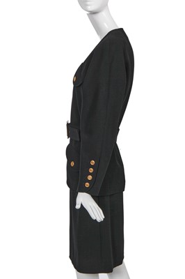 Lot 15 - A Chanel black wool suit, mid-1980s