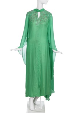 Lot 259 - Margaret Thatcher's Ian Thomas couture green chiffon evening gown, 1979