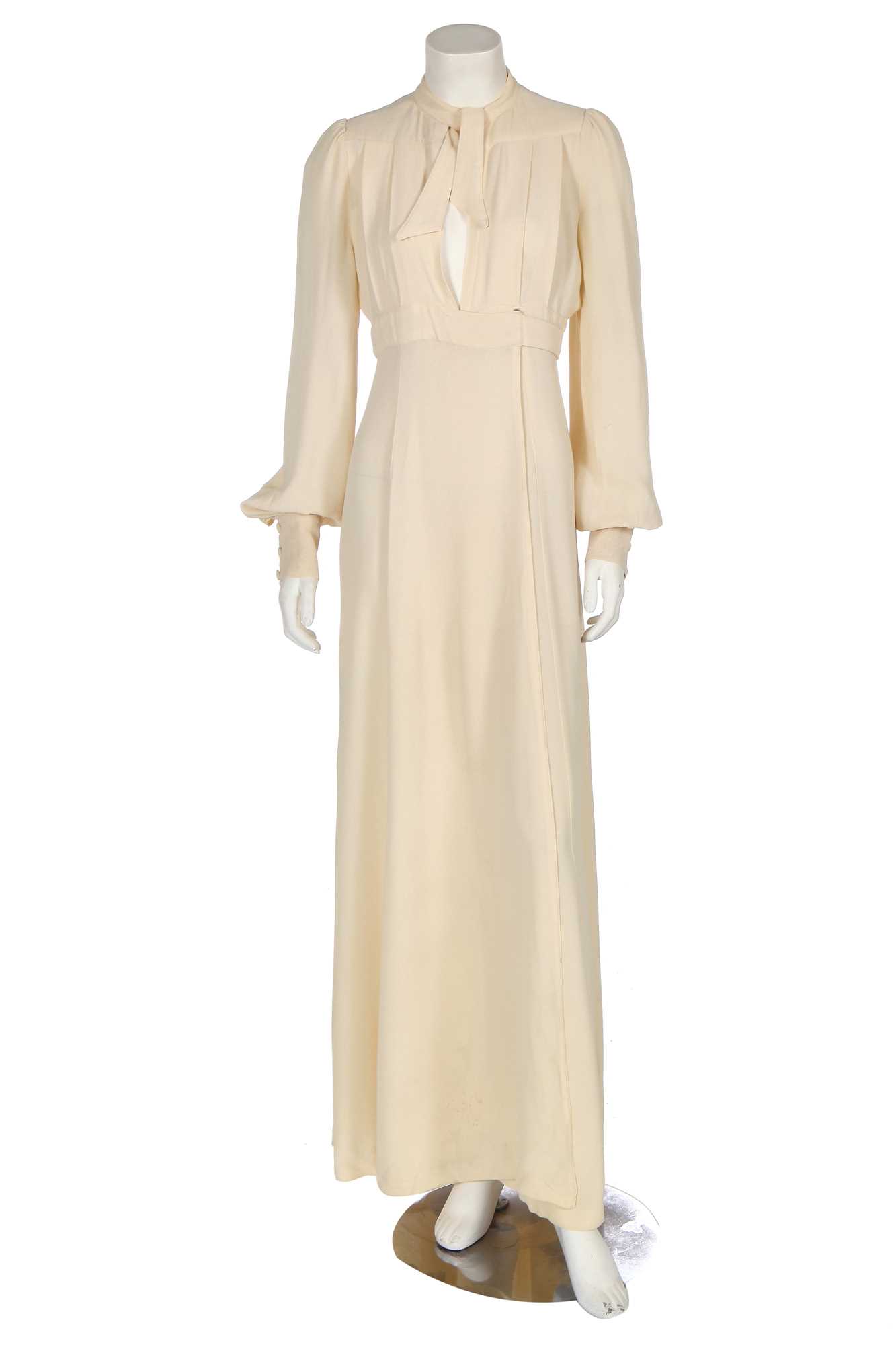 Lot 468 - An Ossie Clark ivory moss crêpe maxi dress, mid 1970s