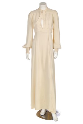 Lot 468 - An Ossie Clark ivory moss crêpe maxi dress, mid 1970s