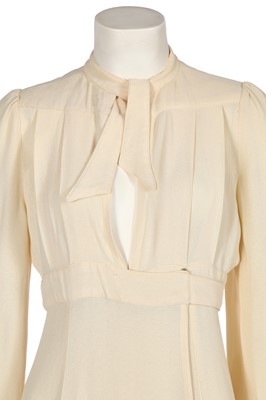 Lot 468 - An Ossie Clark ivory moss crêpe maxi dress, mid 1970s