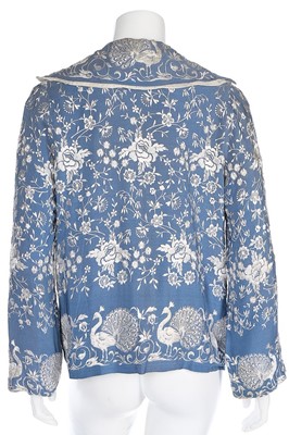 Lot 82 - A silver and black bugle beaded muslin jacket,...