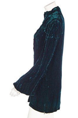 Lot 61 - A dark turquoise crushed velvet 'Cossack' mini dress, circa 1970