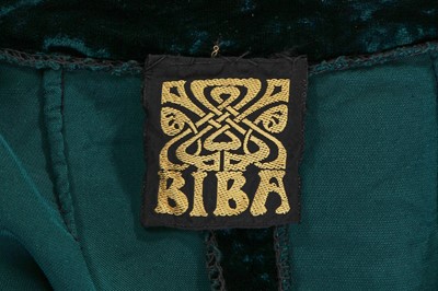 Lot 61 - A dark turquoise crushed velvet 'Cossack' mini dress, circa 1970