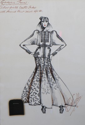 Lot 321 - A Bill Gibb fashion sketch, Autumn-Winter 1972-73