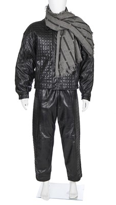 Lot 180 - A Gianni Versace men's black leather ensemble, Autumn-Winter 1985-86