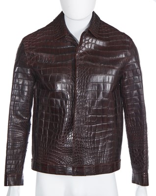 Lot 19 - A Prada men's brown alligator leather jacket, 2010s
