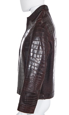 Lot 19 - A Prada men's brown alligator leather jacket, 2010s
