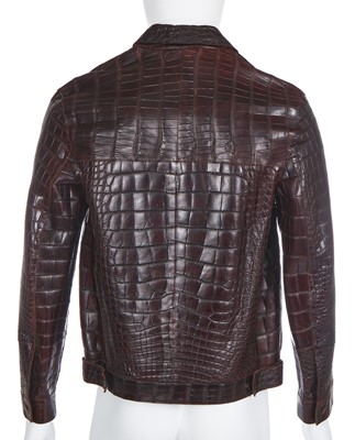 Lot 19 - A Prada men's brown alligator leather jacket, 2010s
