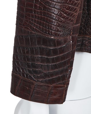 Lot 19 - A Prada men's brown alligator leather jacket, 2010s