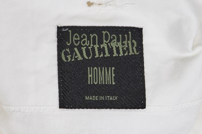 Lot 31 - A Jean Paul Gaultier men's white cotton drill shorts-skirt, probably ‘Heaven and Hell’ collection, Spring-Summer 2003