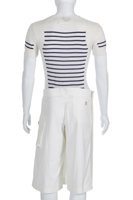 Lot 31 - A Jean Paul Gaultier men's white cotton drill shorts-skirt, probably ‘Heaven and Hell’ collection, Spring-Summer 2003