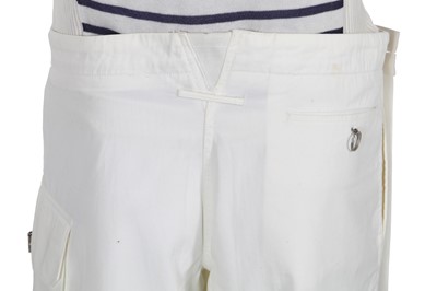 Lot 31 - A Jean Paul Gaultier men's white cotton drill shorts-skirt, probably ‘Heaven and Hell’ collection, Spring-Summer 2003