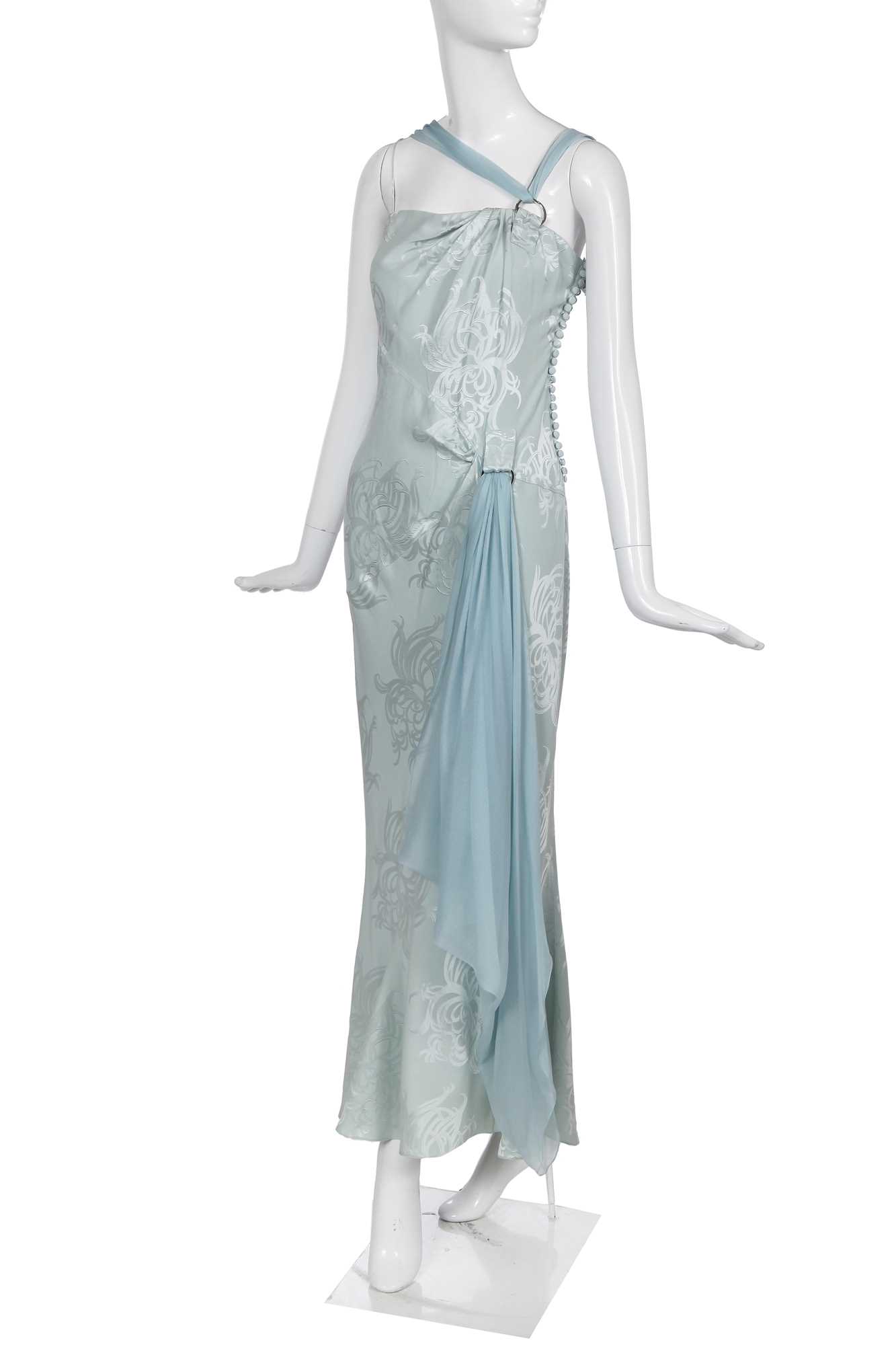 Lot 78 - A Christian Dior by John Galliano blue jacquard silk evening gown, 'Off Duty Icon' collection, Autumn-Winter 2005-06