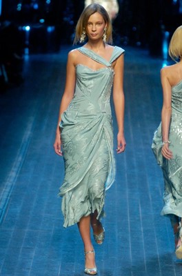 Lot 78 - A Christian Dior by John Galliano blue jacquard silk evening gown, 'Off Duty Icon' collection, Autumn-Winter 2005-06