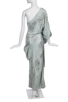 Lot 79 - A Christian Dior by John Galliano embellished blue jacquard silk evening gown, 'Off Duty Icon' collection, Autumn-Winter 2005-06