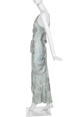 Lot 79 - A Christian Dior by John Galliano embellished blue jacquard silk evening gown, 'Off Duty Icon' collection, Autumn-Winter 2005-06
