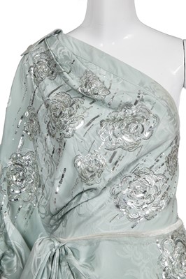 Lot 79 - A Christian Dior by John Galliano embellished blue jacquard silk evening gown, 'Off Duty Icon' collection, Autumn-Winter 2005-06