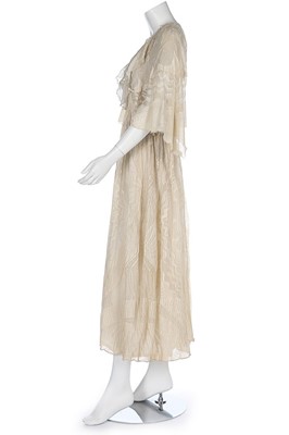 Lot 93 - A Zandra Rhodes cream chiffon 'Lace Mountain'...