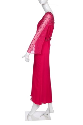 Lot 89 - A Christian Dior by John Galliano embellished raspberry-pink silk chiffon evening gown, circa 2007