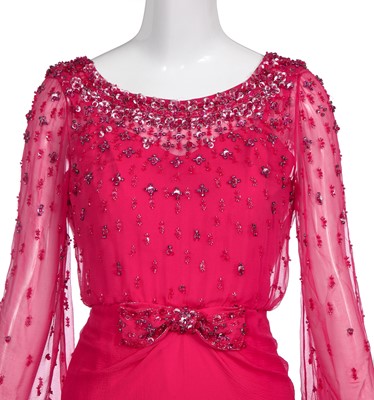Lot 89 - A Christian Dior by John Galliano embellished raspberry-pink silk chiffon evening gown, circa 2007