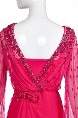 Lot 89 - A Christian Dior by John Galliano embellished raspberry-pink silk chiffon evening gown, circa 2007