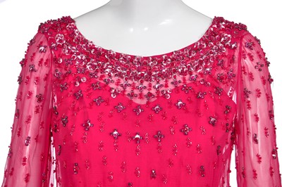 Lot 89 - A Christian Dior by John Galliano embellished raspberry-pink silk chiffon evening gown, circa 2007