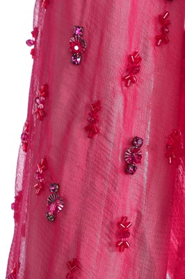 Lot 89 - A Christian Dior by John Galliano embellished raspberry-pink silk chiffon evening gown, circa 2007