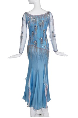 Lot 84 - A John Galliano embellished blue evening gown, circa 2005
