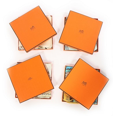 Lot 95 - Four Hermès printed silk scarves, 1955-modern,...
