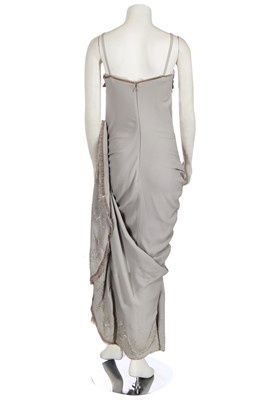 Lot 72 - A Jenny Packham beaded grey silk crêpe evening gown, 2000s