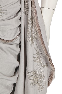 Lot 72 - A Jenny Packham beaded grey silk crêpe evening gown, 2000s