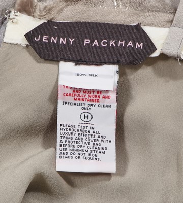 Lot 72 - A Jenny Packham beaded grey silk crêpe evening gown, 2000s