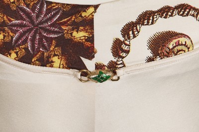 Lot 77 - Three Roberto Cavalli printed ivory silk ensembles, circa 2005