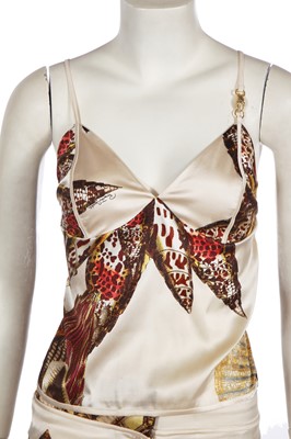 Lot 77 - Three Roberto Cavalli printed ivory silk ensembles, circa 2005