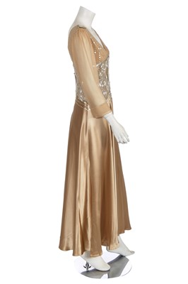 Lot 80 - A Jenny Packham embellished champagne silk evening gown, 2000s