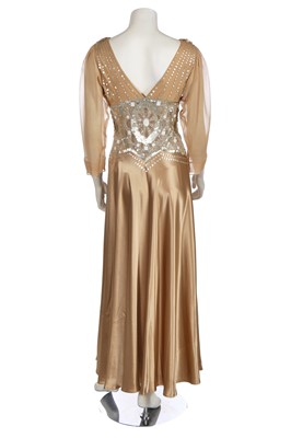 Lot 80 - A Jenny Packham embellished champagne silk evening gown, 2000s