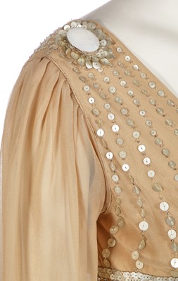 Lot 80 - A Jenny Packham embellished champagne silk evening gown, 2000s